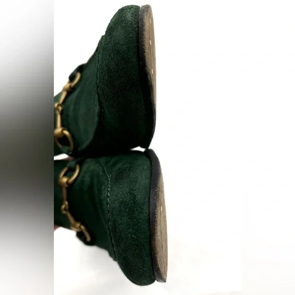 Gucci Jordaan Green Suede Horsebit Loafers - Picture 7 of 12